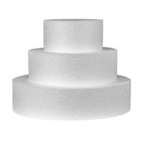 Piepschuim taart - 3-laags - D20 x H15 cm - wit - polystyreen - dummy cake - oefentaart