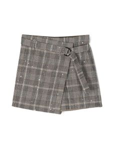 Brunello Cucinelli Kids short ornée de sequins à carreaux - Gris