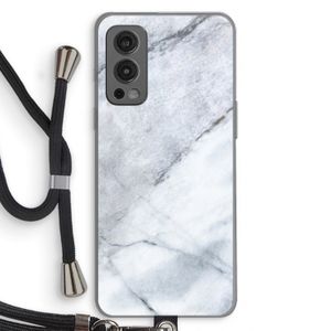 Witte marmer: OnePlus Nord 2 5G Transparant Hoesje met koord