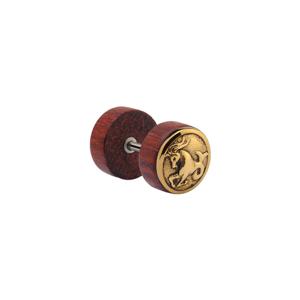 Fake plug met staal accessoire Mahogany/Chirurgisch staal 316L Fake Piercings