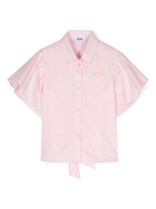 MSGM Kids chemise en coton à logo brodé - Rose