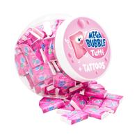 Lutti candy box met kauwgom - Mega Bubble Tutti Gum & neptattoo -