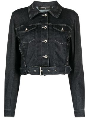 Patrizia Pepe veste en jean crop à coutures contrastantes - Bleu