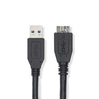 Nedis CCGL61500BK05 USB-kabel 0,5 m USB 3.2 Gen 1 (3.1 Gen 1) USB A Micro-USB B Zwart