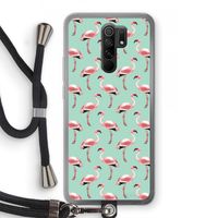 Flamingoprint groen: Xiaomi Redmi 9 Transparant Hoesje met koord