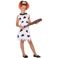 Holbewoonster Wilma kostuum voor meisjes wit/zwart 140 (10-12 jaar)  -