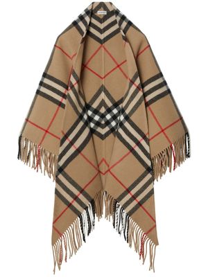 Burberry cape en laine mélangée à motif Vintage Check - Tons neutres