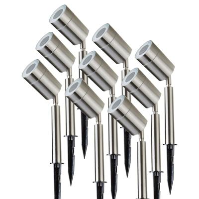 Set van 9 Nancy LED prikspot - GU10 - 5 Watt 400 lumen - Dimbaar - Kantelbaar - 6000K Daglicht wit - IP44 waterdicht - RVS - Tuinspot - Pinspot