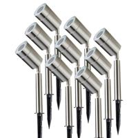 Set van 9 Nancy LED prikspot - GU10 - 5 Watt 400 lumen - Dimbaar - Kantelbaar - 6000K Daglicht wit - IP44 waterdicht - RVS - Tuinspot - Pinspot