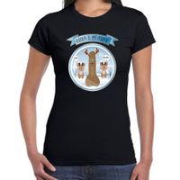 Fout kersttrui t-shirt voor dames - Rudolf - zwart - piemel/penis