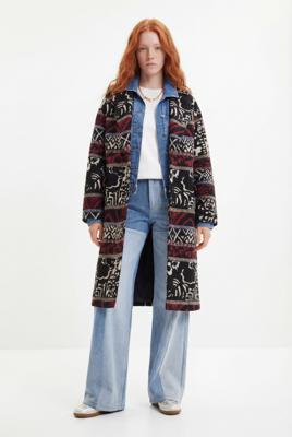 Lange jas met etnische prints - BLACK - XS