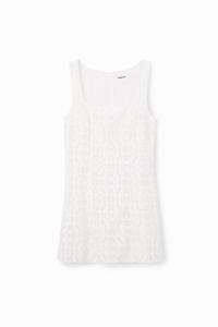 Korte jurk met kant - WHITE - XL