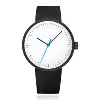 Minimalistisch Herenhorloge met Wit Uurwerk en Zwarte Echt Lederen Band