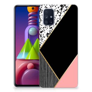 Samsung Galaxy M51 TPU Hoesje Zwart Roze Vormen