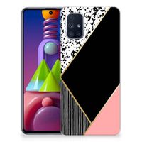 Samsung Galaxy M51 TPU Hoesje Zwart Roze Vormen - thumbnail