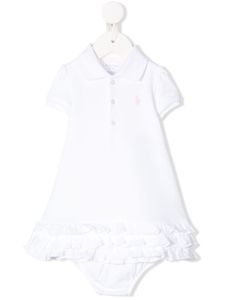 POLO RALPH LAUREN KIDS robe volantée à logo brodé - Blanc