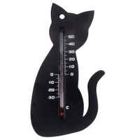 Nature Wandthermometer kat zwart - thumbnail