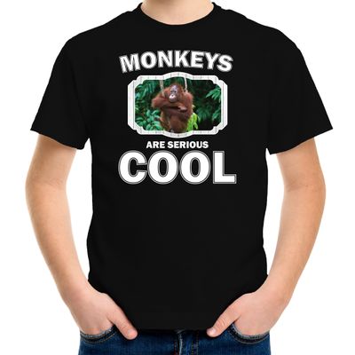 Dieren orangoetan t-shirt zwart kinderen - monkeys are cool shirt jongens en meisjes Dieren orangoetan t-shirt zwart kinderen - monkeys are cool shirt jongens en meisjes