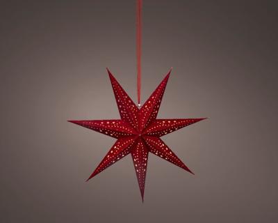 Papieren kerstster led 58 cm rood