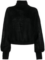 Alberta Ferretti pull en mohair mélangé à col roulé - Noir