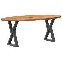 Eettafel 200x100x74 cm ovaal massief eikenhout lichtbruin