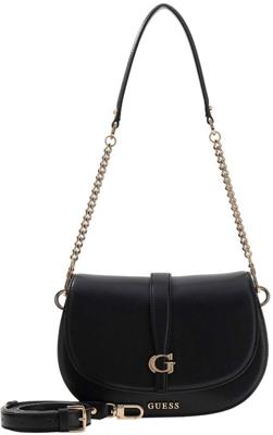 Guess Carrie Flap Schoudertas Dames Zwart - Maat One Size - Kleur: Zwart | Soccerfanshop