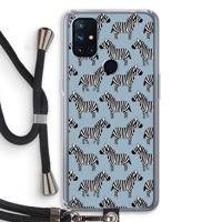 Zebra: OnePlus Nord N10 5G Transparant Hoesje met koord - thumbnail