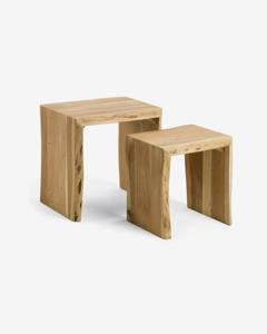 Kave Home Kave Home Sidetable Zuleika rechthoekig, hout beige,, 50 x 50 x 42 cm