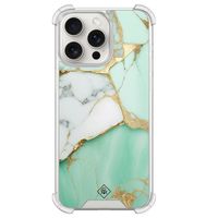 iPhone 15 Pro Max shockproof hoesje - Marmer mintgroen