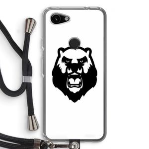 Angry Bear (white): Pixel 3a Transparant Hoesje met koord