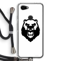 Angry Bear (white): Pixel 3a Transparant Hoesje met koord