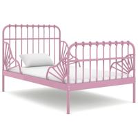 Bedframe verlengbaar metaal roze 80x130/200 cm