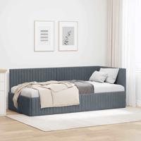 Hoekbedframe met hoofdeinde Donkergrijs 90 x 200 cm Fluweel