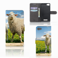 Wiko Lenny 2 Telefoonhoesje met Pasjes Schaap en Lammetje - thumbnail