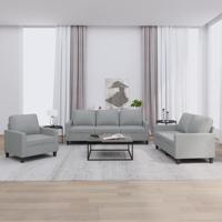 3-delige Loungeset met kussens stof lichtgrijs