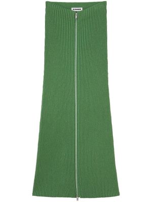Jil Sander jupe crayon zippée à design nervuré - Vert