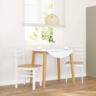 Eetkamerstoelen 2 st massief hout rubber wit