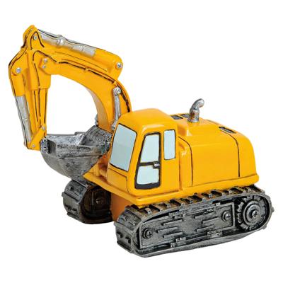 Spaarpot graafmachine - 18 cm - polyresin - kinderen en volwassenen