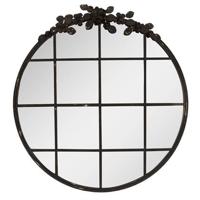 Clayre & Eef Spiegel 81 cm Zwart IJzer Glas Rond Wandspiegel