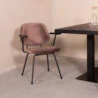 LABEL51 Eetkamerstoel Gastron - Taupe - Fluweel - Zwart Metalen Frame