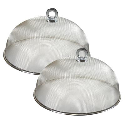 Voedselkap - 2x - rond - 30 cm - grijs - metaal - vliegenkap