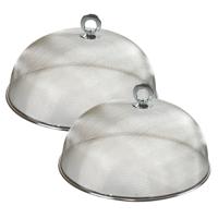 Voedselkap - 2x - rond - 30 cm - grijs - metaal - vliegenkap