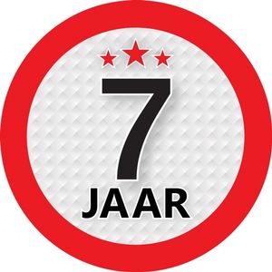 Leeftijdversiering 7 jaar ronde sticker 9 cm