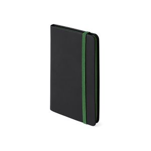 Notitieboekje met groen elastiek pu-leer kaft 9 x 14 cm   -