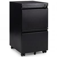 Mobiele Archiefkast Met Twee Laden Vijf Zwenkwielen Twee Verstelbare Steunen En Een Slot-Zwart