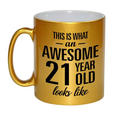 Awesome 21 year cadeau mok / beker goud 330 ml Awesome 21 year cadeau mok / beker goud 330 ml