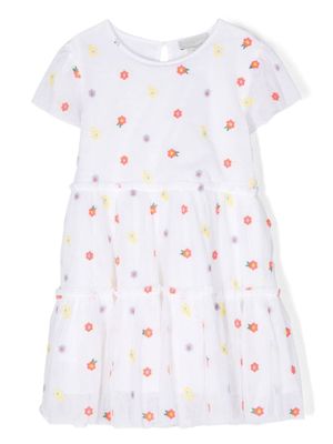Stella McCartney Kids robe fleurie à design superposé - Blanc