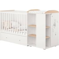 Polini - bed combineert convertible friends wit / naturel van 60x120 cm tot 90x190cm