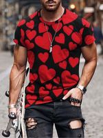 Love Graphic Short Sleeve Casual Round Neck Tee - thumbnail