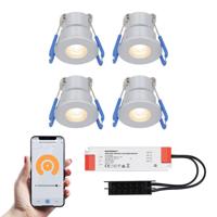Set van 4 Milano Smart LED Mini Inbouwspots - Veranda spots - 12V 3W 200lm - Dimbaar - Wifi & Bluetooth - 2700K - IP65 waterdicht - RVS